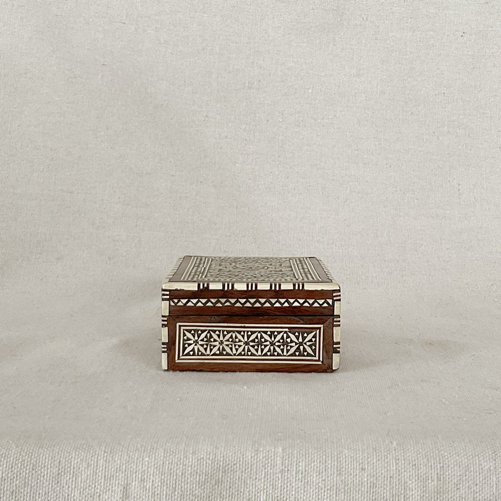 Vintage Wood Box with Mother‑of‑Pearl Inlay