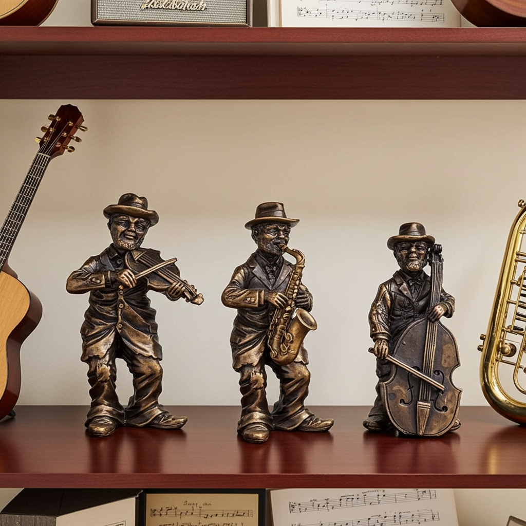 Mardi Gras Jazz Players Pewter Figurine Trio – Bronze Finish