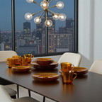 Duralex France Lys Amber Dinner Set – 32‑Piece Mid‑Century Service for Eight
