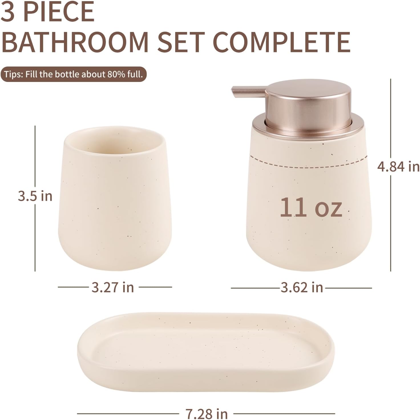 BosilunLife Modern 3‑Piece Foaming Bathroom Set Recycled Eco‑Clay