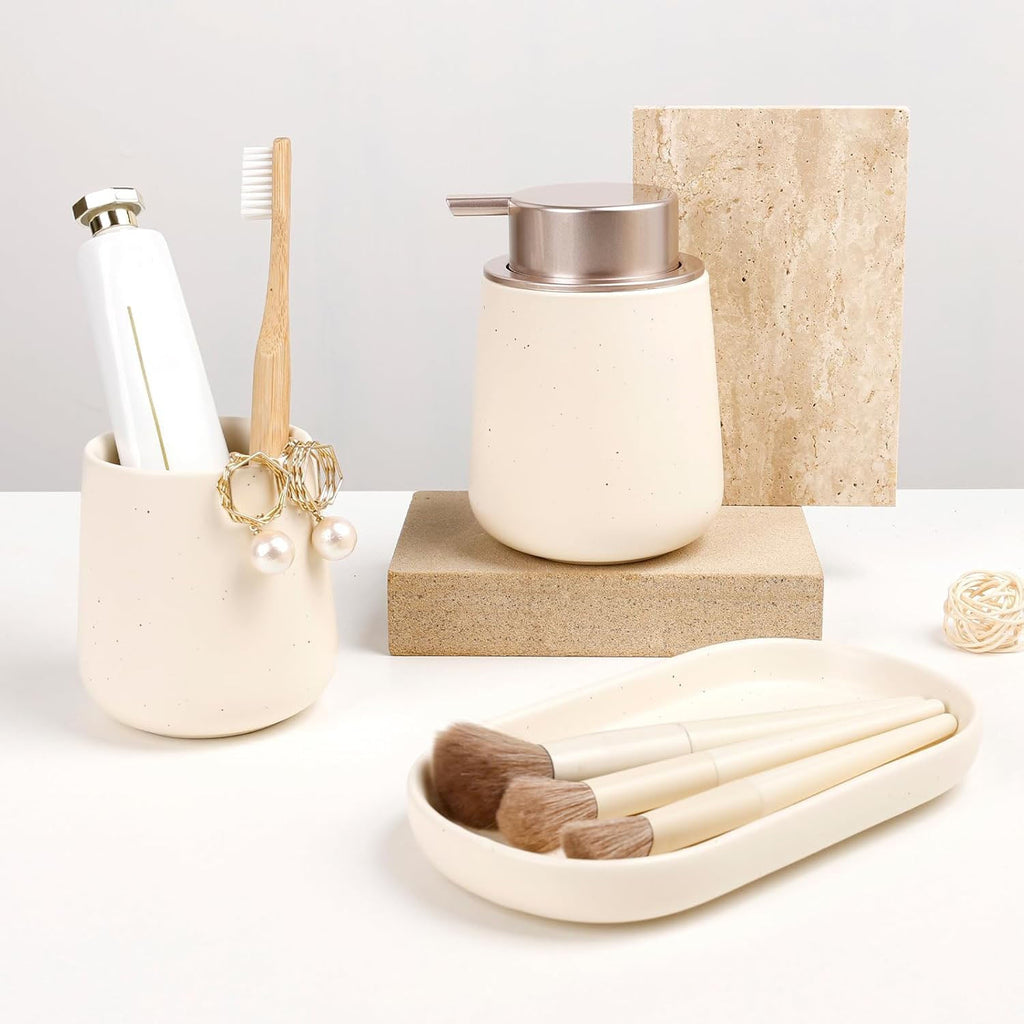 BosilunLife Modern 3‑Piece Foaming Bathroom Set Recycled Eco‑Clay