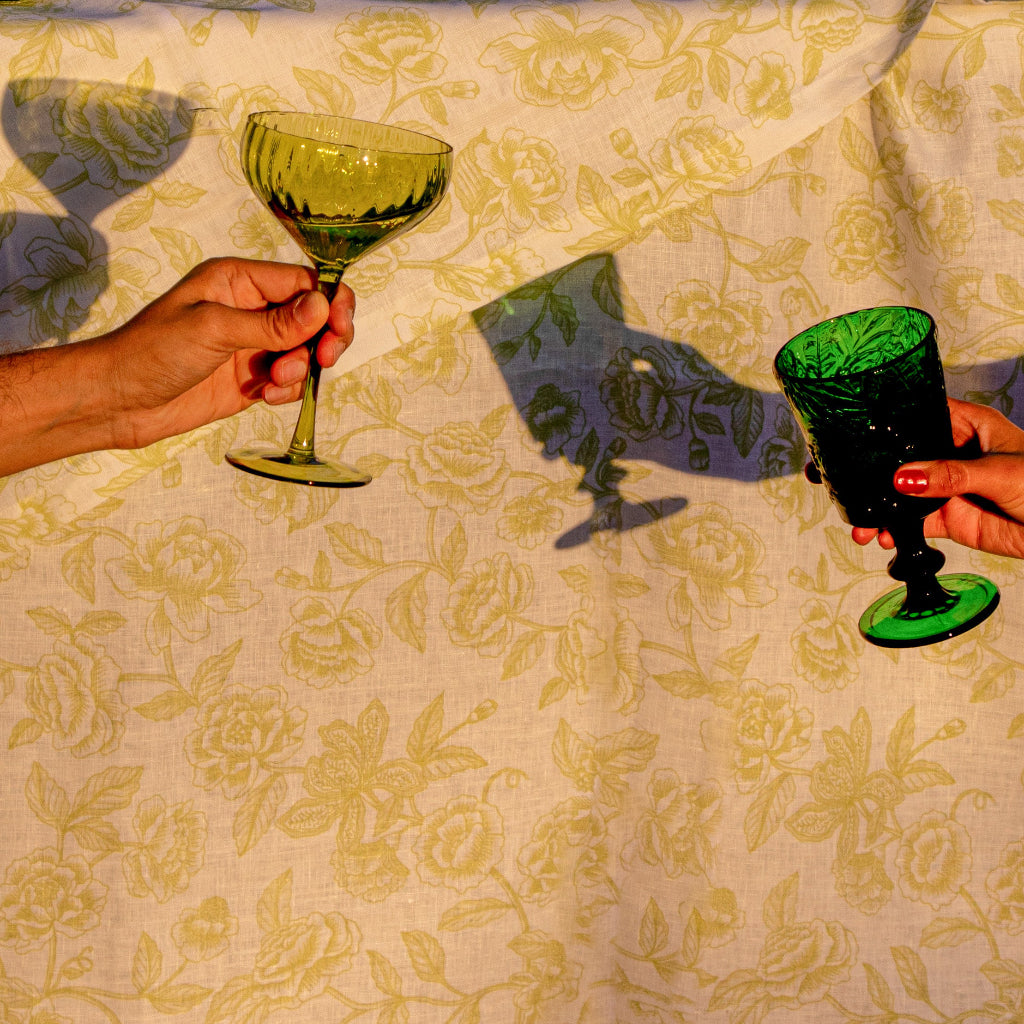 Botanic Imprinted Green Chalice – Set of 6