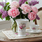 Schumann Arzberg Trumpet Vase - Pink Rose & Gilt