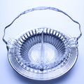 Mid‑Century Chrome Tray with Decorative Glass Insert — Handled Design