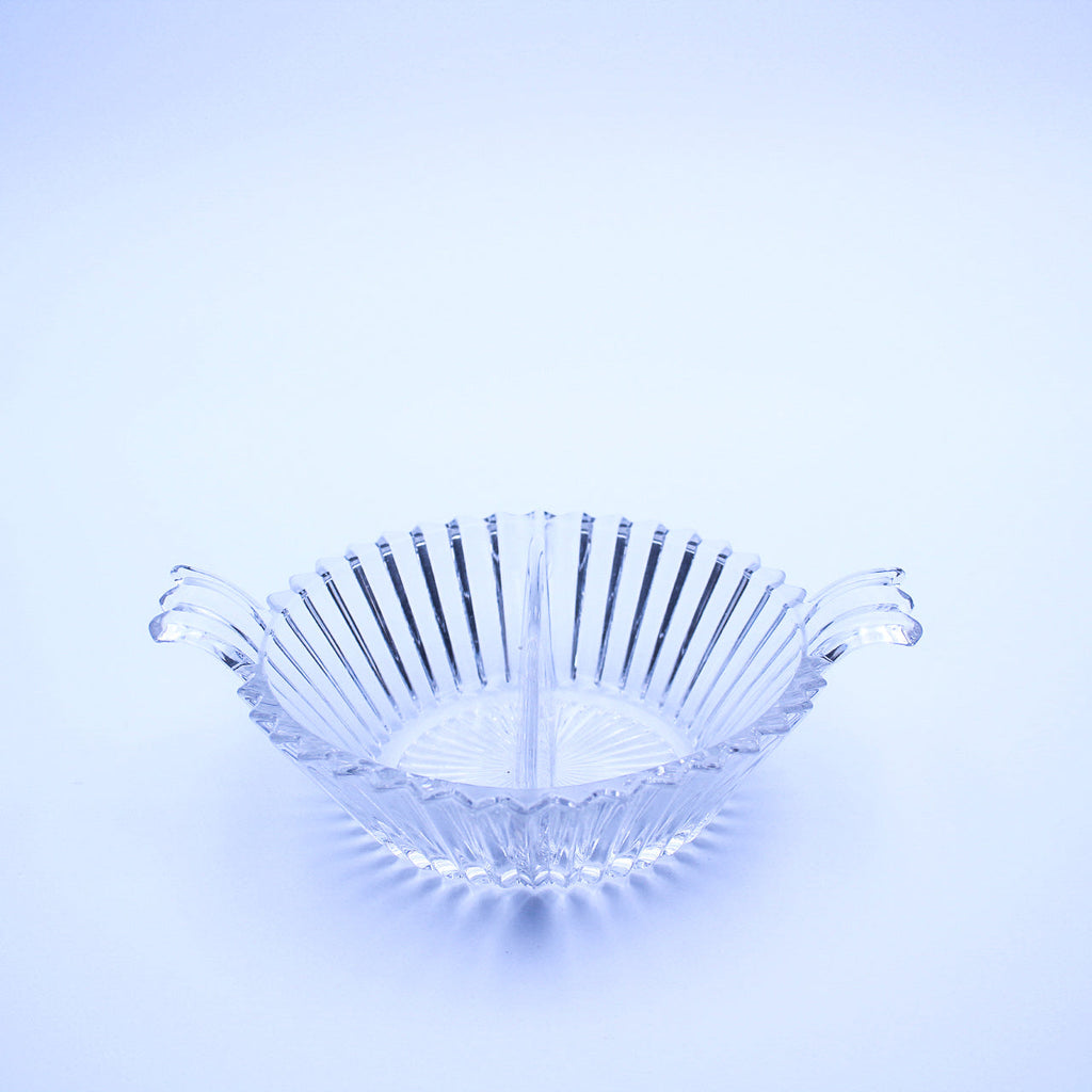Mid‑Century Chrome Tray with Decorative Glass Insert — Handled Design