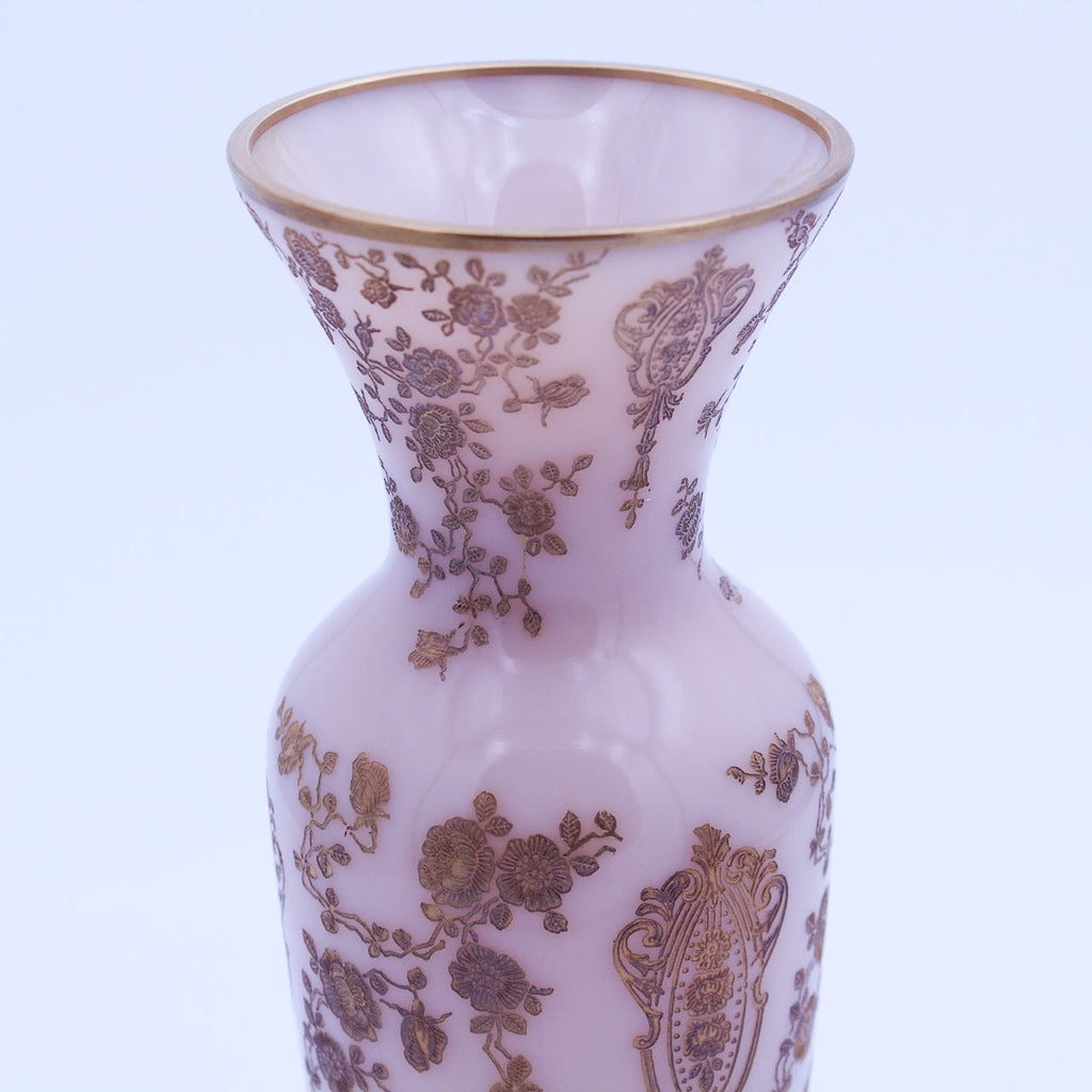 Cambridge Crown Tuscan 10.5" Vase – Rose Point Gold Encrusted Etch