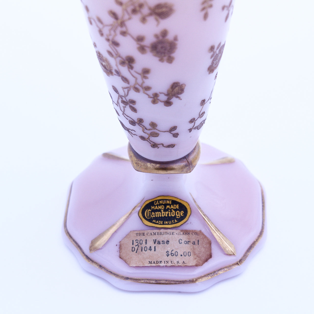 Cambridge Crown Tuscan 10.5" Vase – Rose Point Gold Encrusted Etch