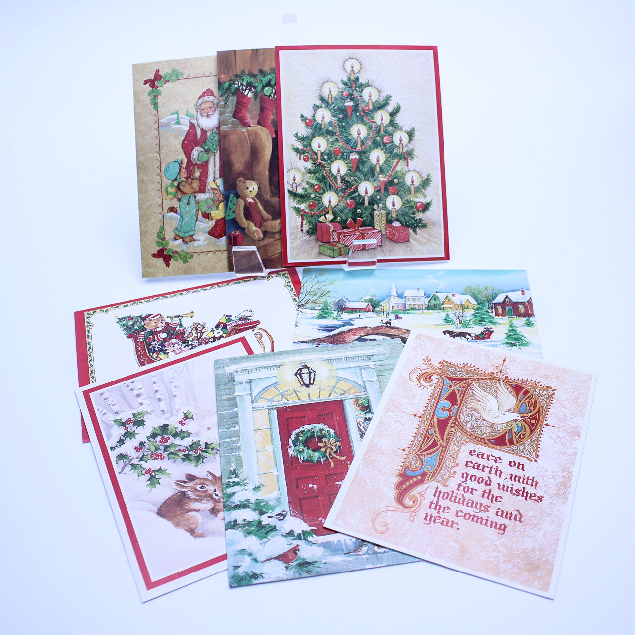 Set of 8 Vintage Christmas Card Assortment Stationery Set