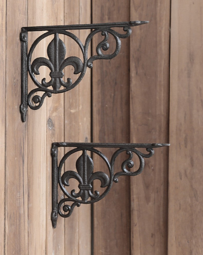 Fleur-de-Lis Brackets for Display Shelves - Cast Iron Scrollwork
