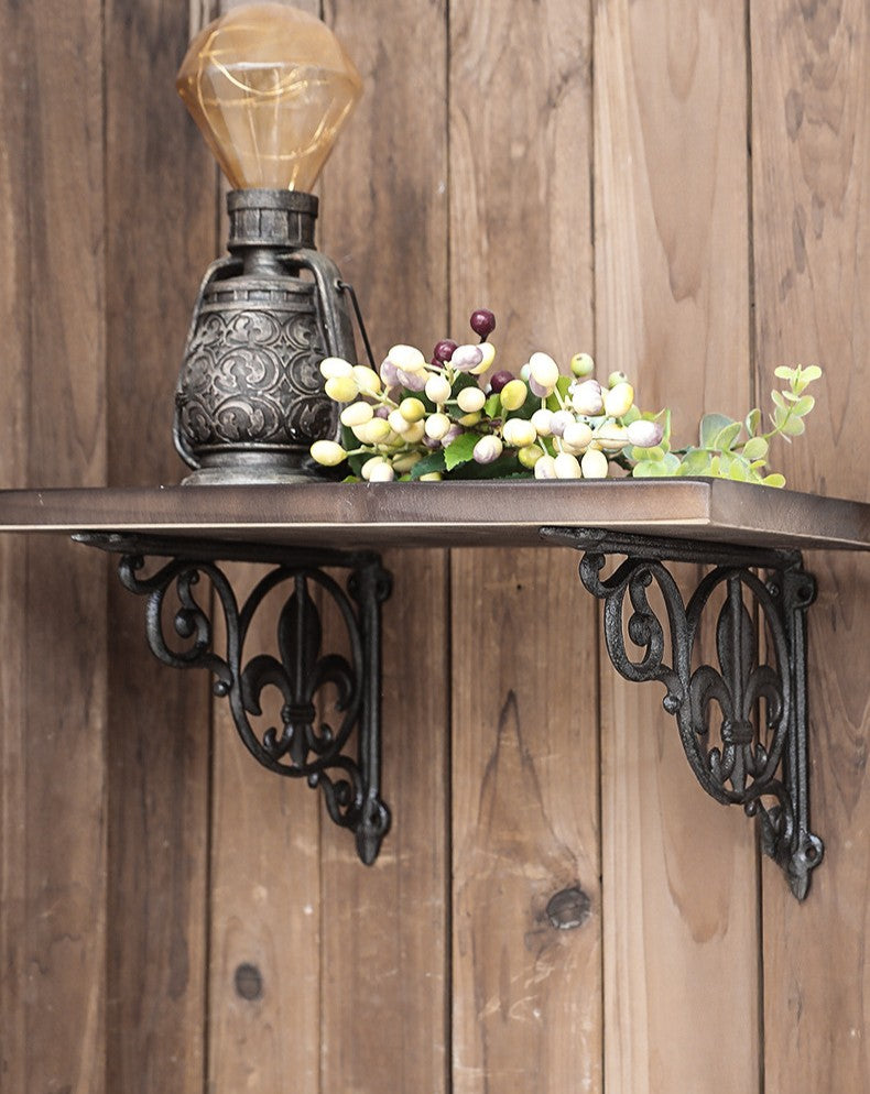 Fleur-de-Lis Brackets for Display Shelves - Cast Iron Scrollwork