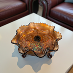 Fenton Amethyst Grape and Cable Ruffled Footed Bowl – Carnival Glass