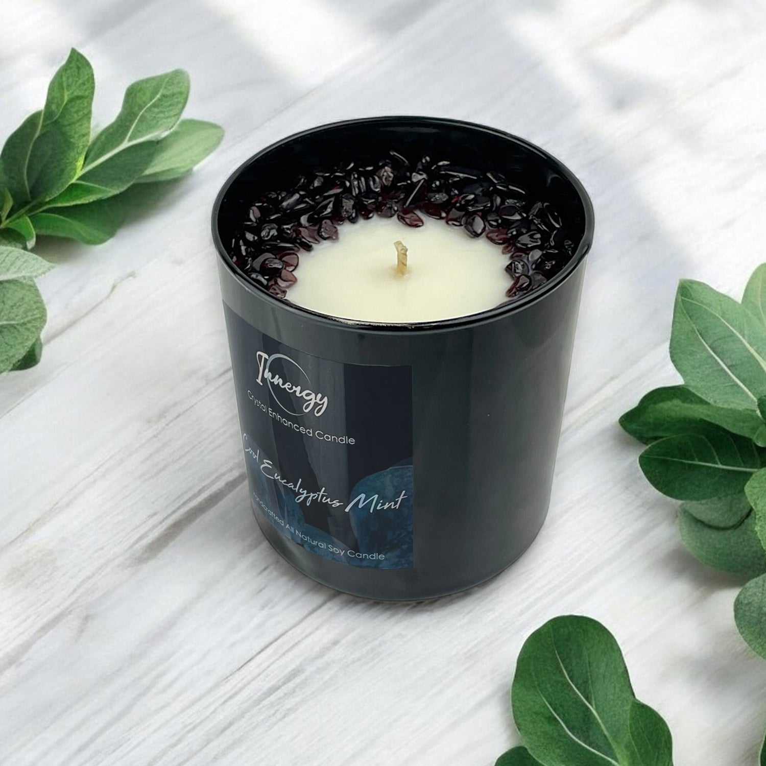 Cool Eucalyptus Mint Crystal Candle — 10 oz