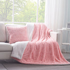 DaDa Bedding Rosey Pastellblüten Rosa Kunstfell Euro Kissenbezug (171752)