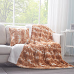 DaDa Bedding Amber Orange Braun & Weiß Kuscheliger Kunstfell Euro-Kissenbezug (M3396)