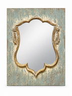 Wood Shield Mirror - Distressed Finish