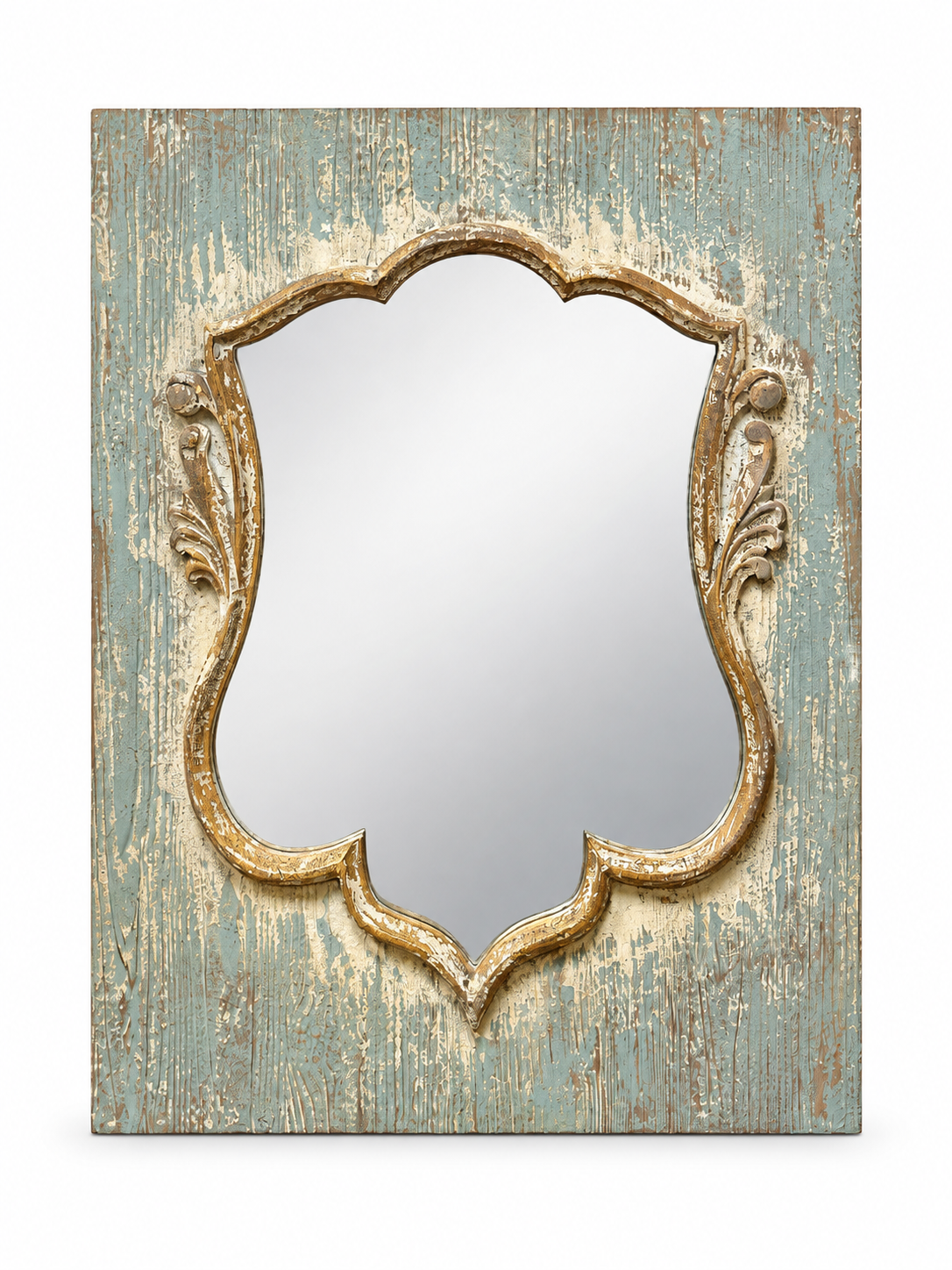 Wood Shield Mirror - Distressed Finish