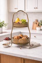 Two-Tier Metal Bar Cart - Ornate Cut-Out Detailing