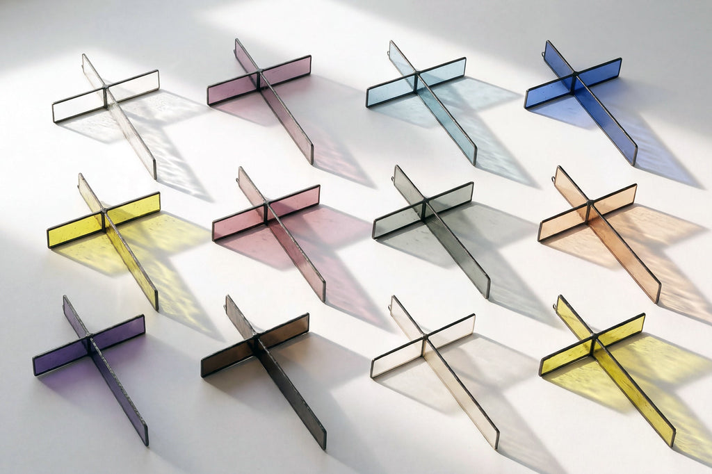 Greyhouse Glass Summer Gold Cross Suncatcher - Stained-Glass Accent