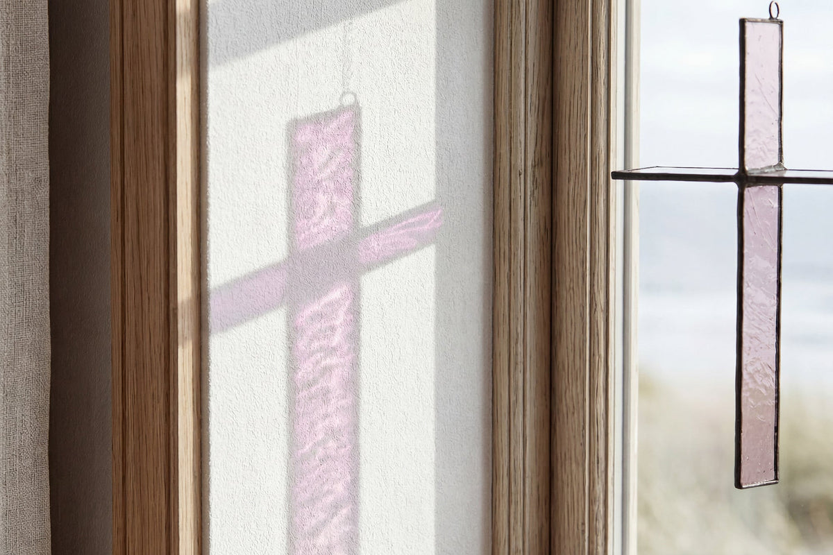 Greyhouse Glass Cross - Ink Black Stained Glass Suncatcher