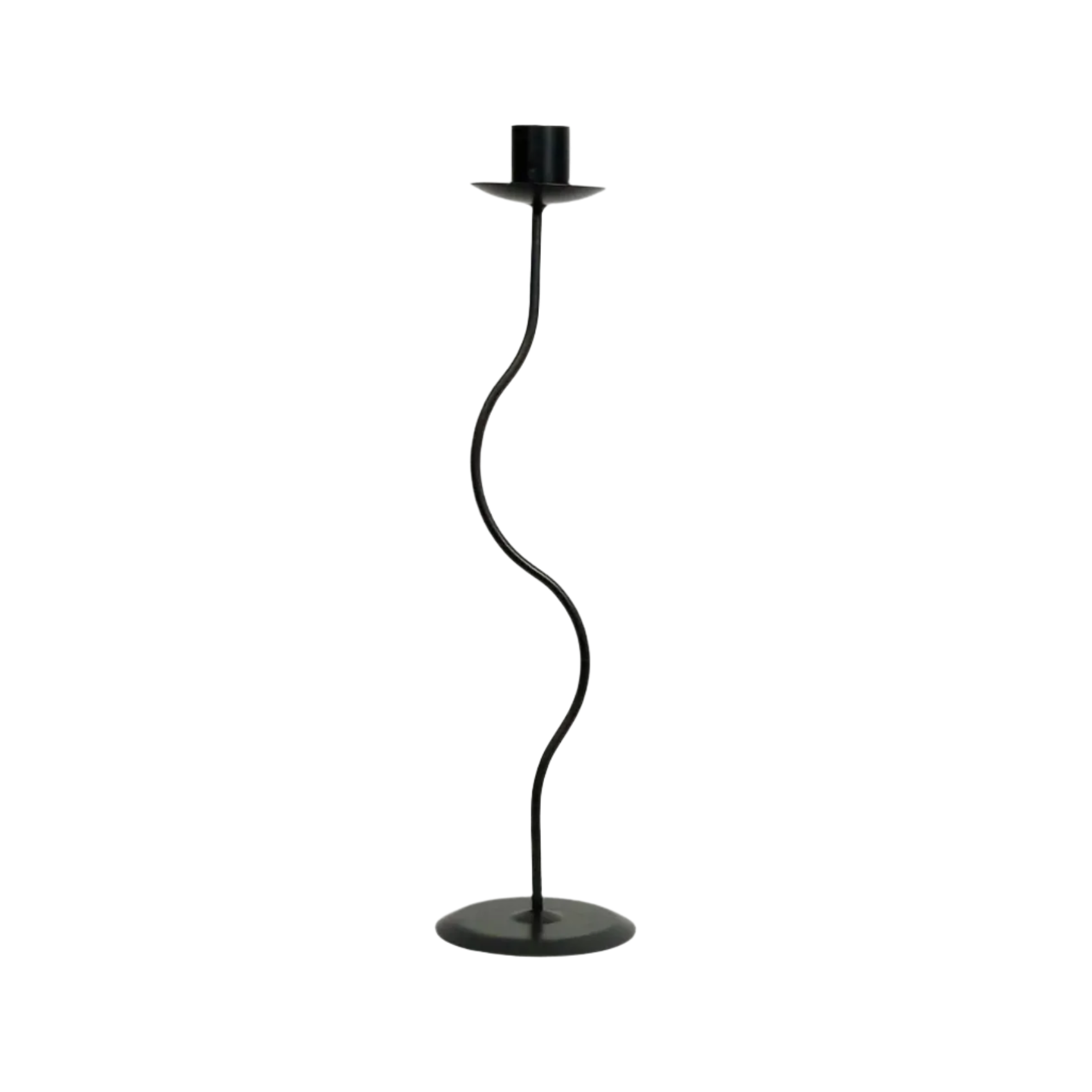 Curved Metal Taper Candle Holder — Black