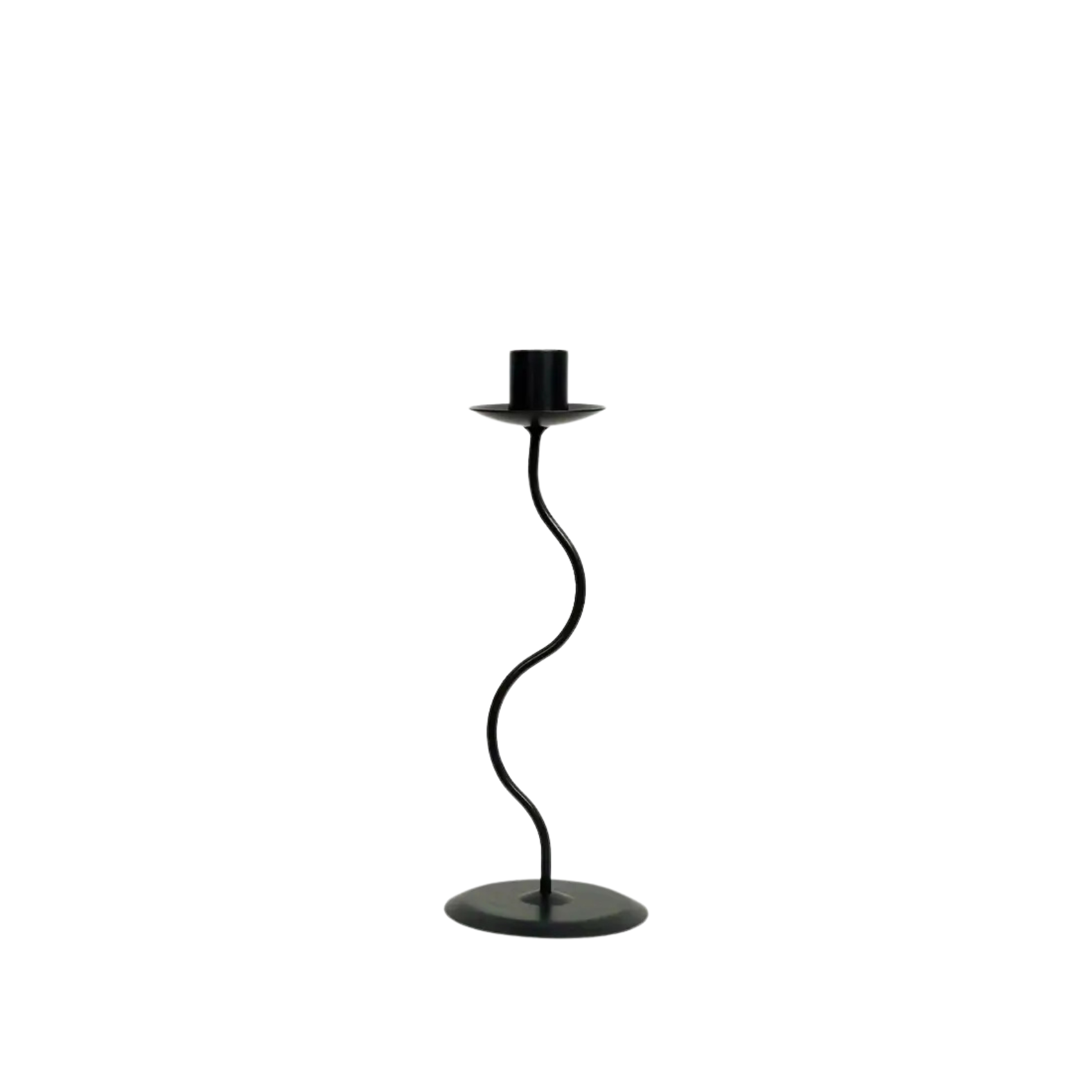 Curved Metal Taper Candle Holder — Black