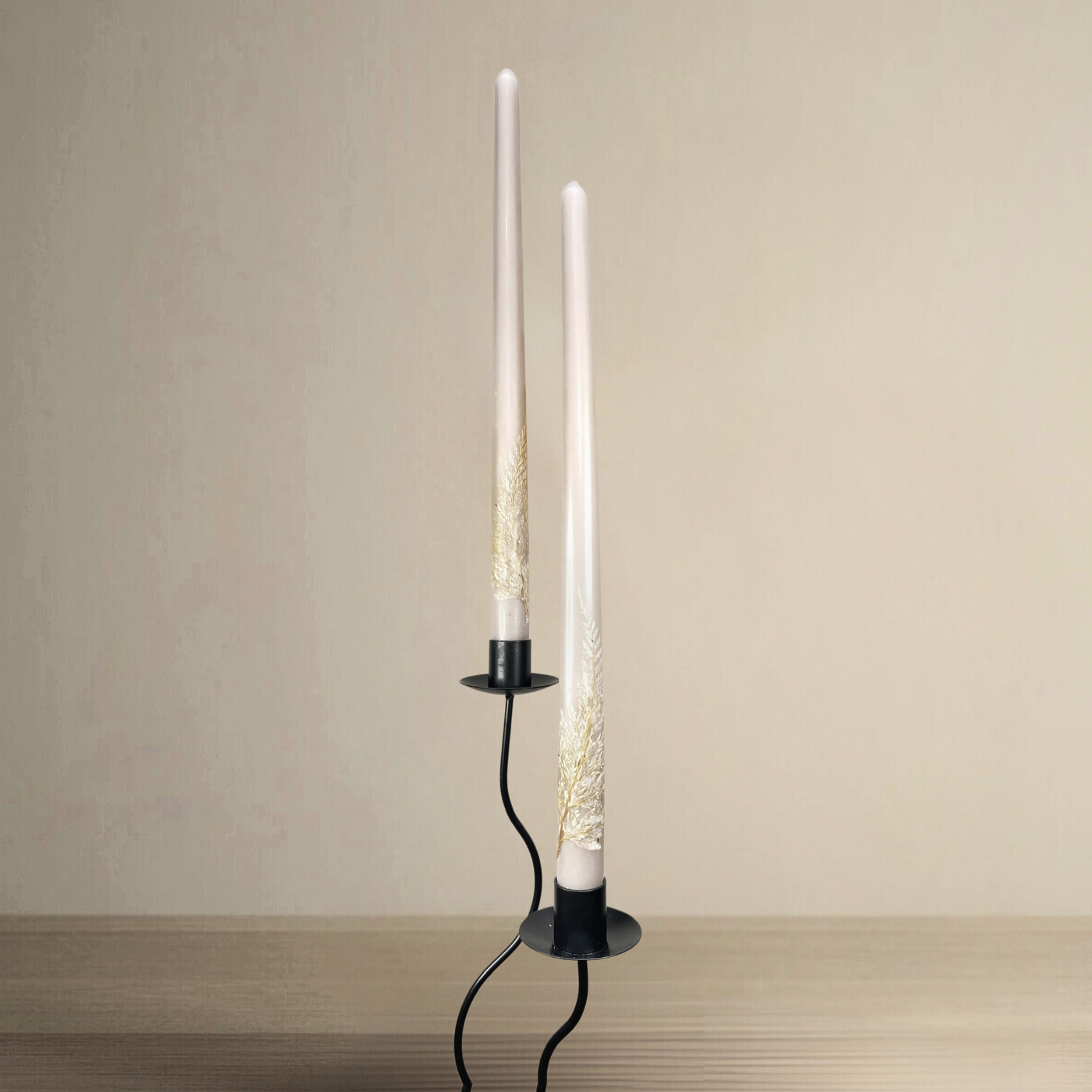 Curved Metal Taper Candle Holder — Black