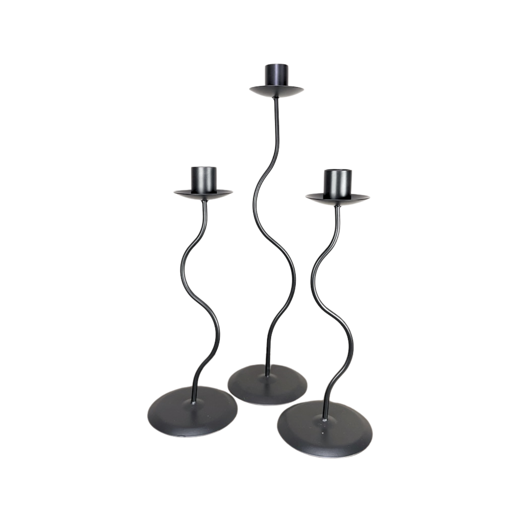 Curved Metal Taper Candle Holder — Black