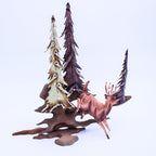 Vintage 1970s Home Interiors Handmade Deer Sculpture Wood Brass Copper