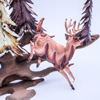 Vintage 1970s Home Interiors Handmade Deer Sculpture Wood Brass Copper