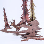 Vintage 1970s Home Interiors Handmade Deer Sculpture Wood Brass Copper