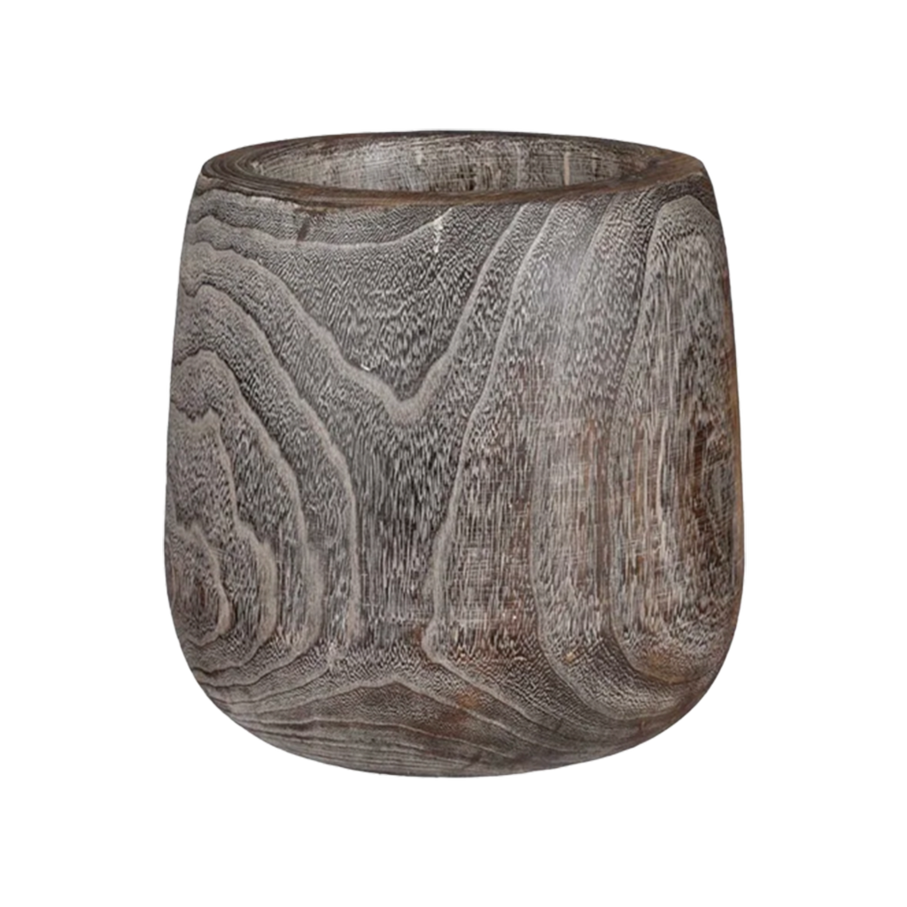 Paulownia Wood Decorative Planter – Natural Brown, 7.5"