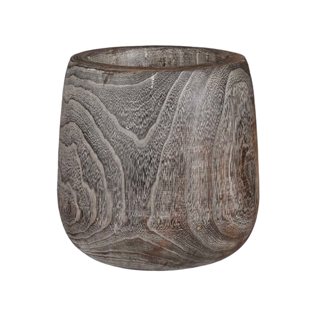 Paulownia Wood Decorative Planter – Natural Brown, 7.5"