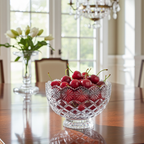 Brussels Crystal Pedestal Bowl - Scalloped Floral Rim