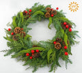 30" Artificial Greenery Wreath - Berries and Cones