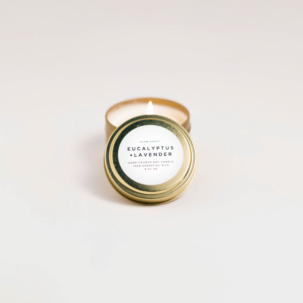 Eucalyptus + Lavender Travel Candle – Clean Herbal Blend