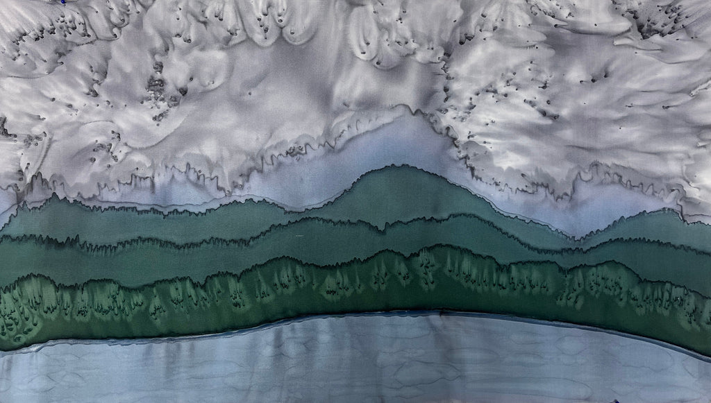 “Stormy Afternoon” — Hand‑Painted Silk Wall Hanging