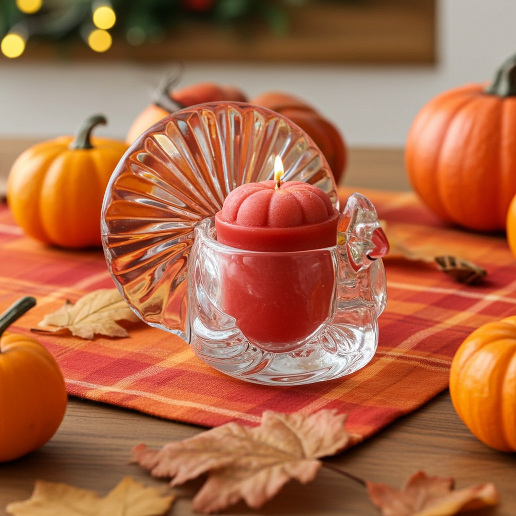 Vintage 1979 AVON Clear Pressed‑Glass Turkey Tealight