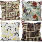 DaDa Bedding 4er-Set – Kissenbezüge mit Blumenmuster, botanischem Wandteppich – 40x40 cm