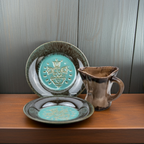 Romany Spartan Ceramic plates and Middleton mug - Turquoise Floral Motif