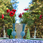 Frosted Blue Haze Vase – Paar
