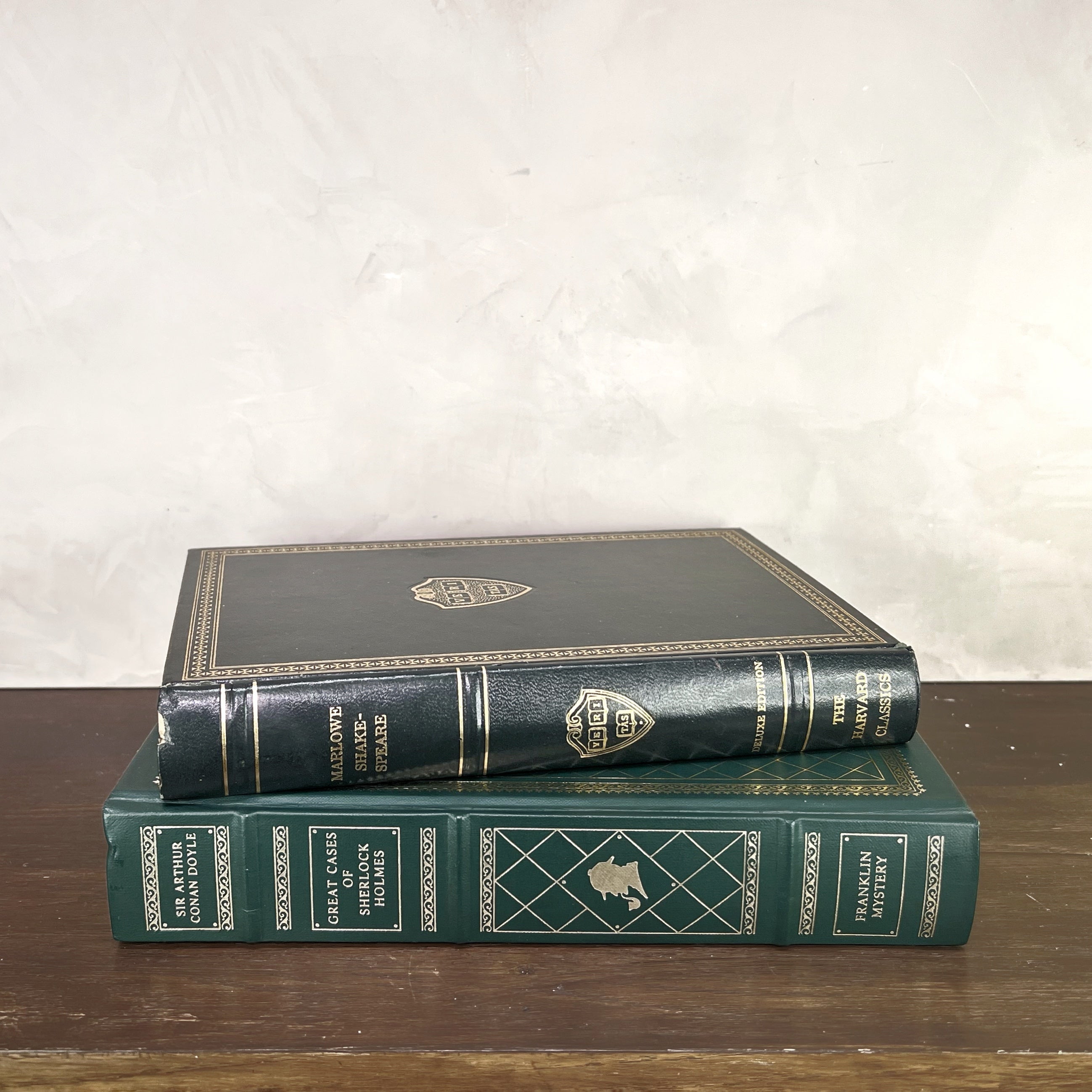 Dark Green Gilded Books — Set of Two