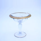 Tiffin Franciscan Glass-Kompottschale, klar, mit geätztem goldfarbenem Rand und Schöpflöffel