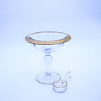 Tiffin Franciscan Glass-Kompottschale, klar, mit geätztem goldfarbenem Rand und Schöpflöffel