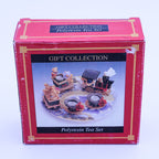 Miniatur-Weihnachtszug-Teeset – Winziges Urlaubs-Sammelstück aus Polyresin