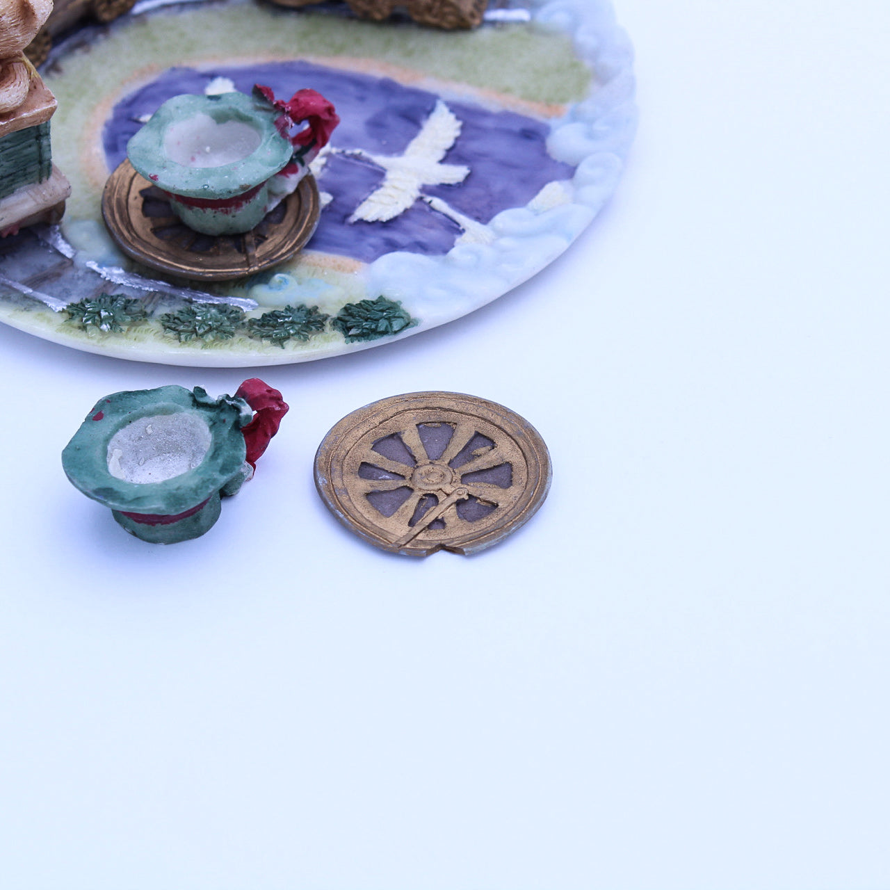 Miniatur-Weihnachtszug-Teeset – Winziges Urlaubs-Sammelstück aus Polyresin