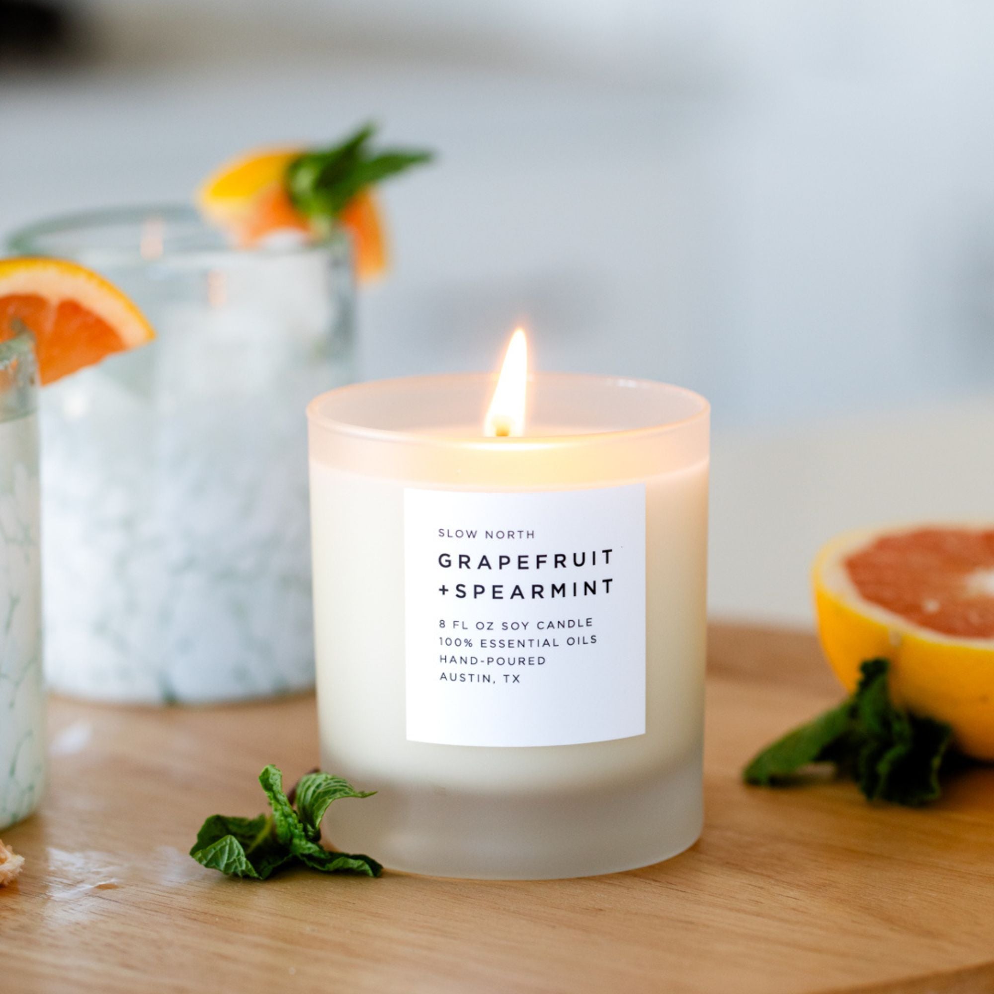 Grapefruit + Spearmint Signature Candle – Bright Citrus Mint Blend