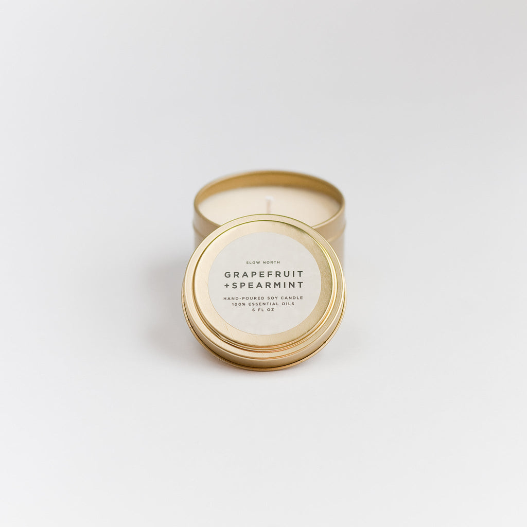 Grapefruit + Spearmint Travel Candle – Bright Citrus Mint Blend