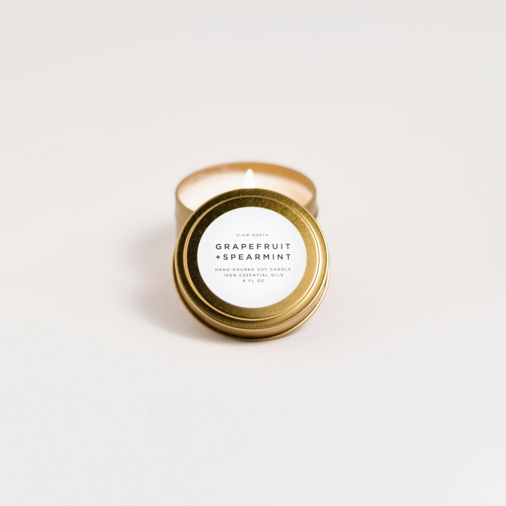 Grapefruit + Spearmint Travel Candle – Bright Citrus Mint Blend