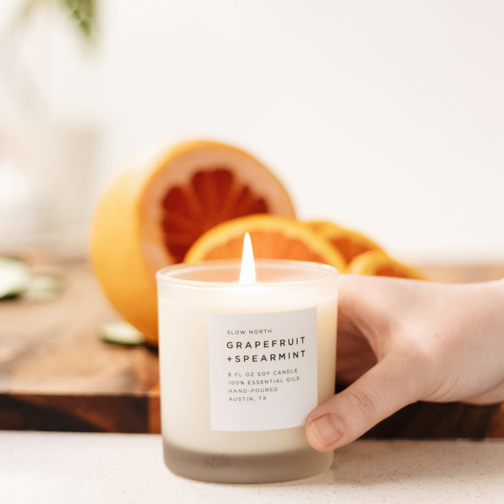 Grapefruit + Spearmint Signature Candle – Bright Citrus Mint Blend