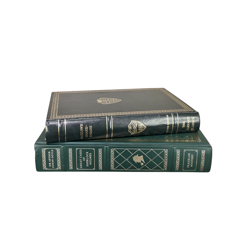 Dark Green Gilded Books — Set of Two